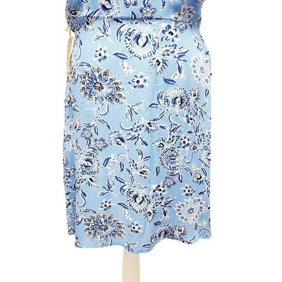 Blue Floral Halter Neck Sleeveless Midi Dress With Lace-Up Back Size M - Picture 4 of 10